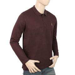 Men's Full Sleeves Plain Polo T-Shirt - Dark Purple, Men, T-Shirts And Polos, Chase Value, Chase Value