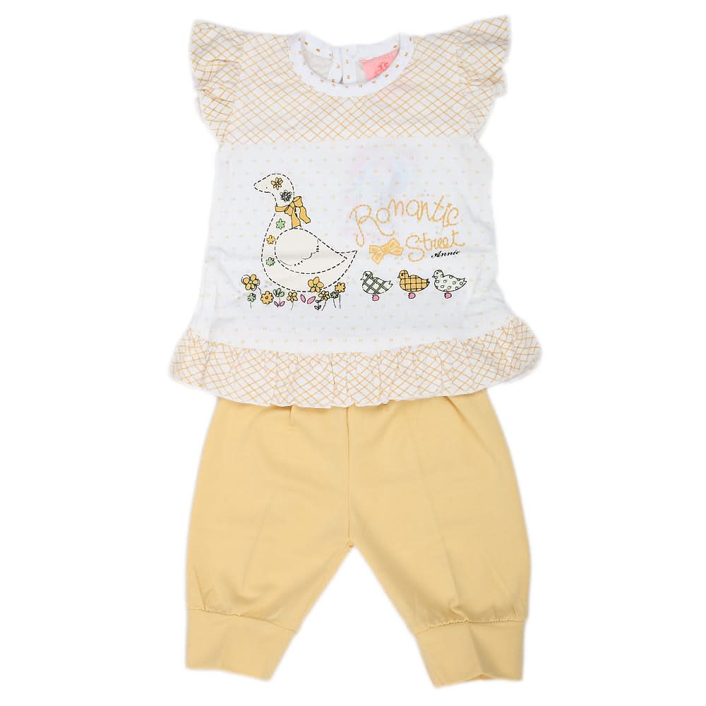 Newborn Girls Half Sleeves Short Suit - Yellow, Kids, NB Girls Sets And Suits, Chase Value, Chase Value