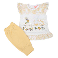 Newborn Girls Half Sleeves Short Suit - Yellow, Kids, NB Girls Sets And Suits, Chase Value, Chase Value