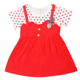 Newborn Girls Half Sleeves Frock - Red, Kids, Newborn Girls Frocks, Chase Value, Chase Value