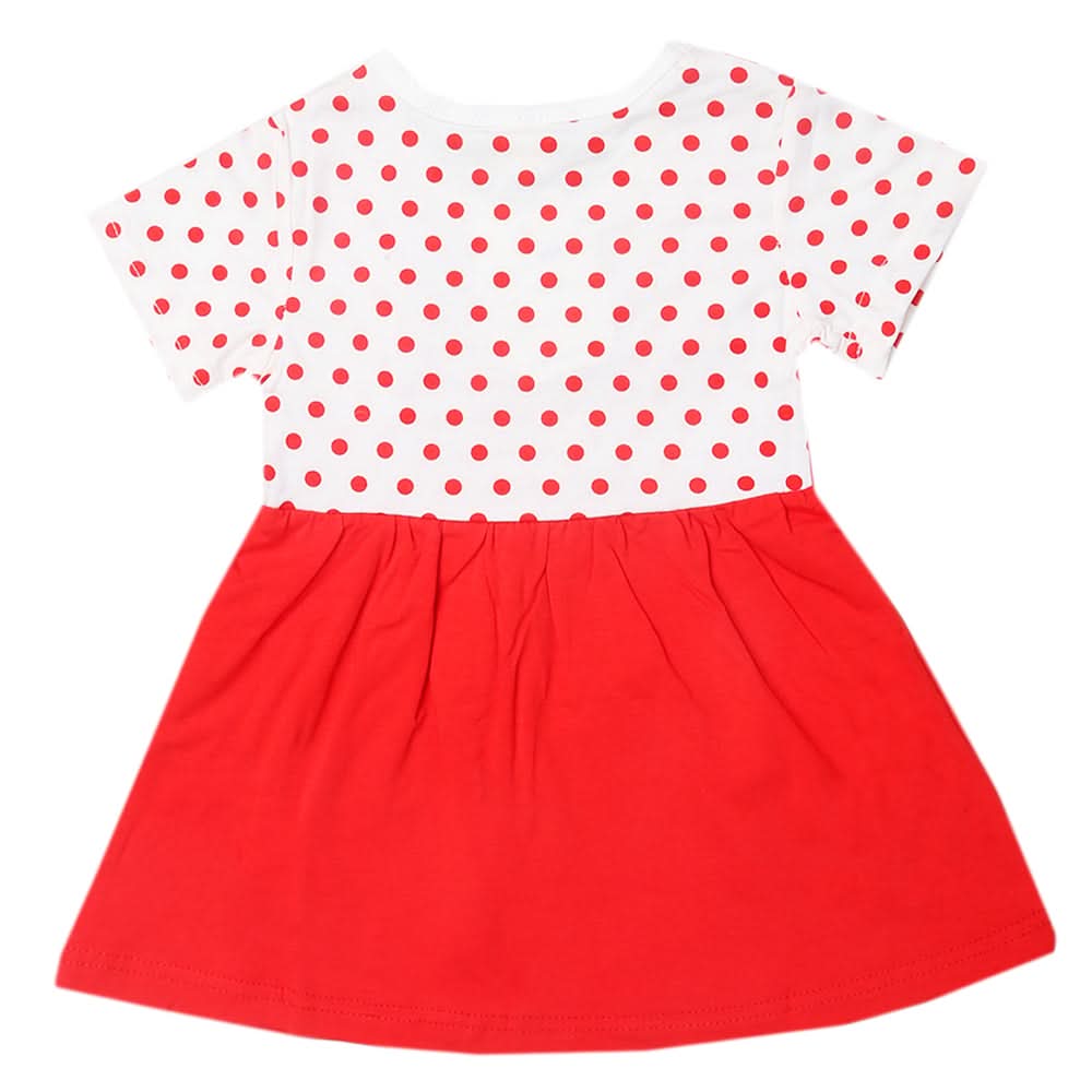 Newborn Girls Half Sleeves Frock - Red, Kids, Newborn Girls Frocks, Chase Value, Chase Value