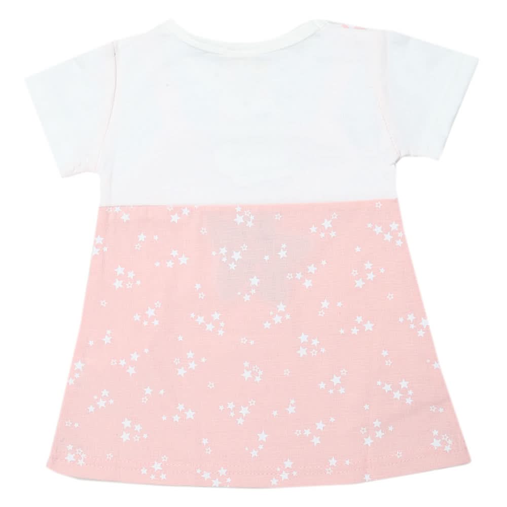Newborn Girls Half Sleeves Frock - Peach, Kids, Newborn Girls Frocks, Chase Value, Chase Value