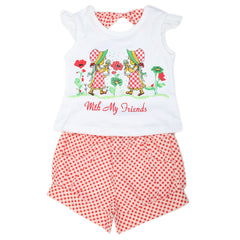 Newborn Girls Half Sleeves Short Suit - Red, Kids, NB Girls Sets And Suits, Chase Value, Chase Value