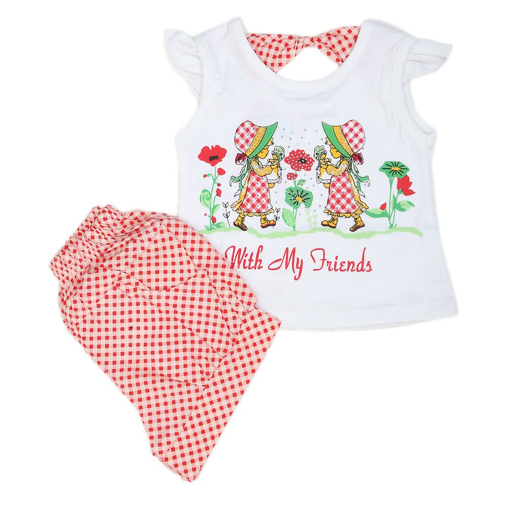 Newborn Girls Half Sleeves Short Suit - Red, Kids, NB Girls Sets And Suits, Chase Value, Chase Value