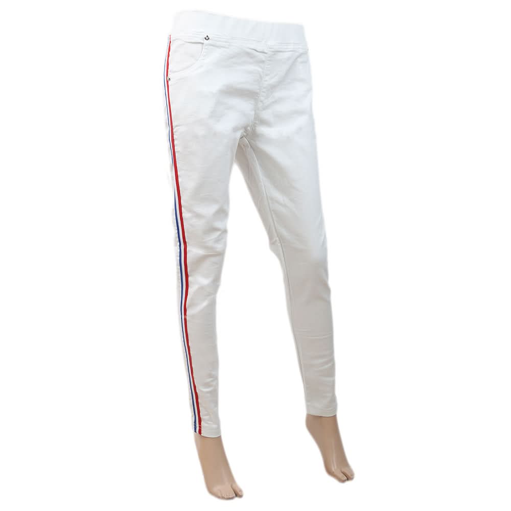 Women's Cotton Jagging Pant With Twill Tape - White, Women, Pants & Tights, Chase Value, Chase Value