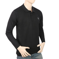 Men's Full Sleeves Plain Polo T-Shirt - Black, Men, T-Shirts And Polos, Chase Value, Chase Value