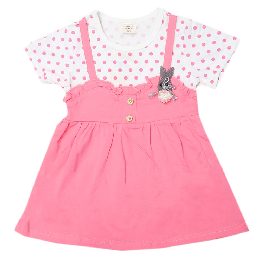 Newborn Girls Half Sleeves Frock - Pink, Kids, Newborn Girls Frocks, Chase Value, Chase Value
