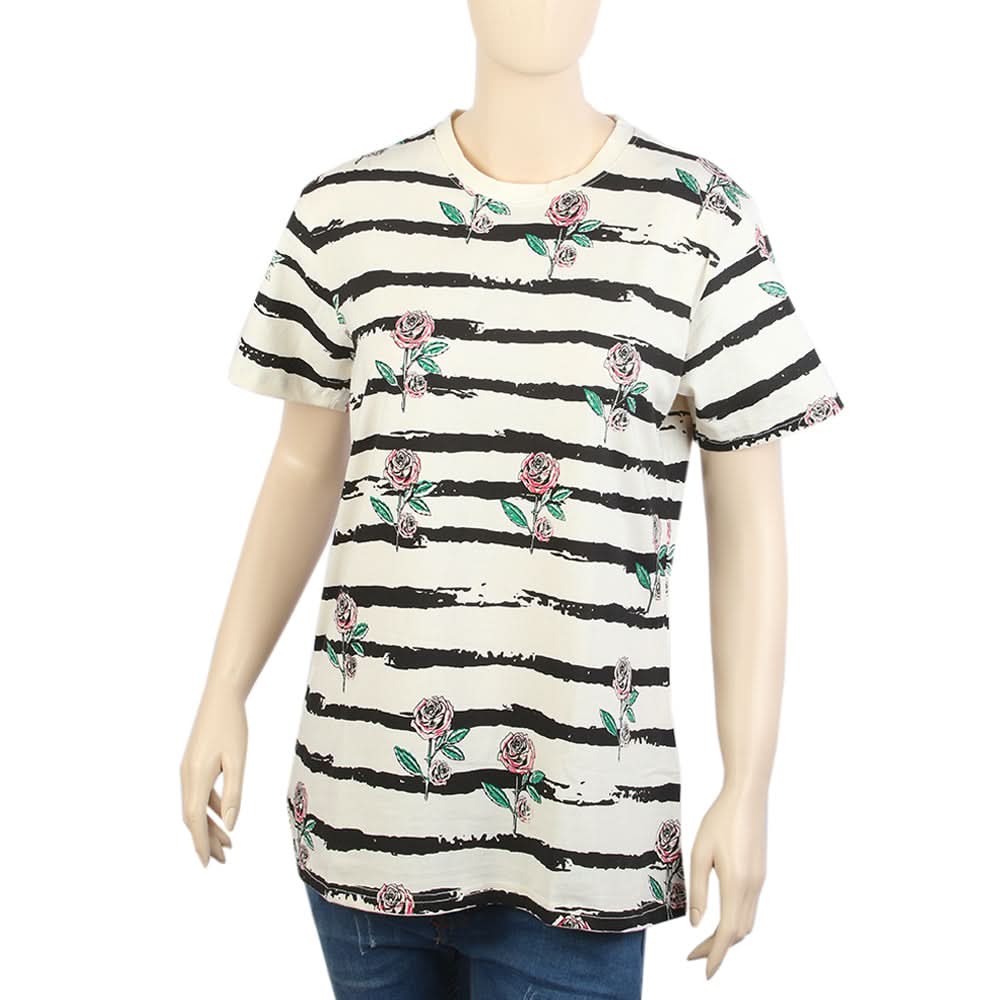 Women's Half Sleeves T-Shirt - Off White, Women T-Shirts & Tops, Chase Value, Chase Value