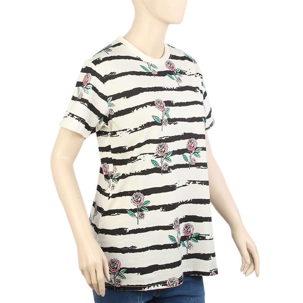 Women's Half Sleeves T-Shirt - Off White, Women T-Shirts & Tops, Chase Value, Chase Value