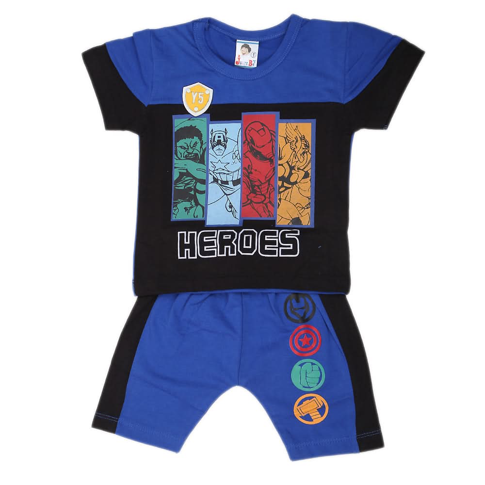 Newborn Boys Half Sleeves Suit - Royal Blue, Kids, NB Boys Sets And Suits, Chase Value, Chase Value