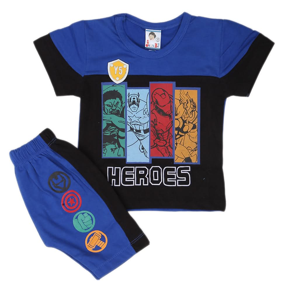 Newborn Boys Half Sleeves Suit - Royal Blue, Kids, NB Boys Sets And Suits, Chase Value, Chase Value