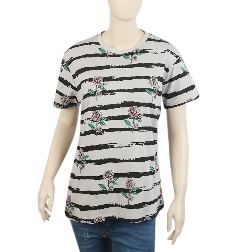 Women's Half Sleeves T-Shirt - Light Grey, Women T-Shirts & Tops, Chase Value, Chase Value