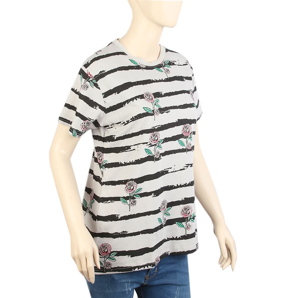 Women's Half Sleeves T-Shirt - Light Grey, Women T-Shirts & Tops, Chase Value, Chase Value