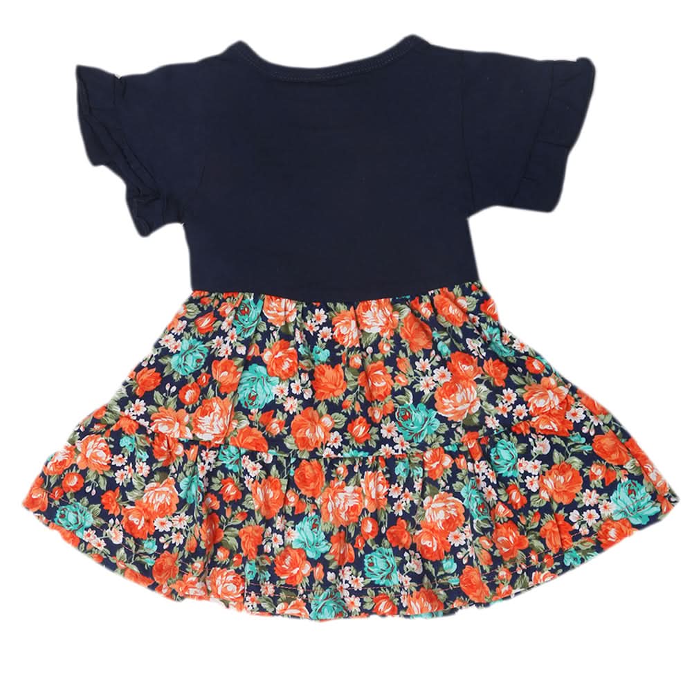 Newborn Girls Half Sleeves Frock - Navy Blue, Kids, Newborn Girls Frocks, Chase Value, Chase Value
