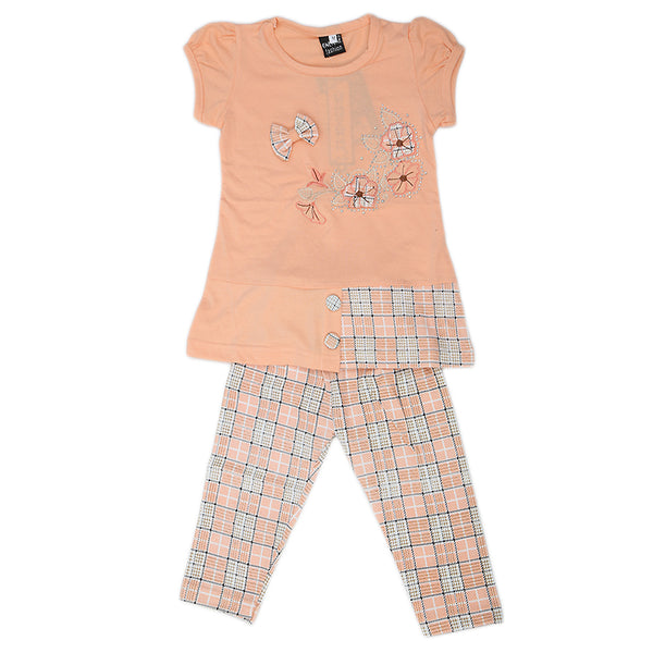 Girls Short Suit - Peach, Kids, Girls Sets And Suits, Chase Value, Chase Value