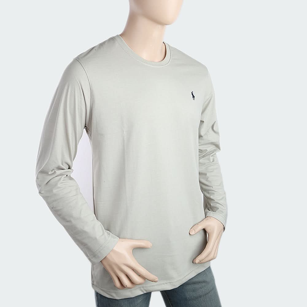 Men's Round Neck Full Sleeves T-Shirt - Steel Green, Men, T-Shirts And Polos, Chase Value, Chase Value
