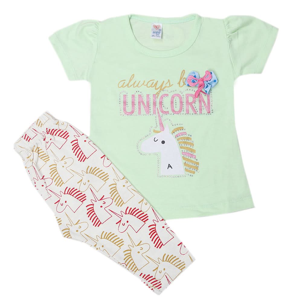 Girls Half Sleeves Suit - Green, Kids, Girls Sets And Suits, Chase Value, Chase Value