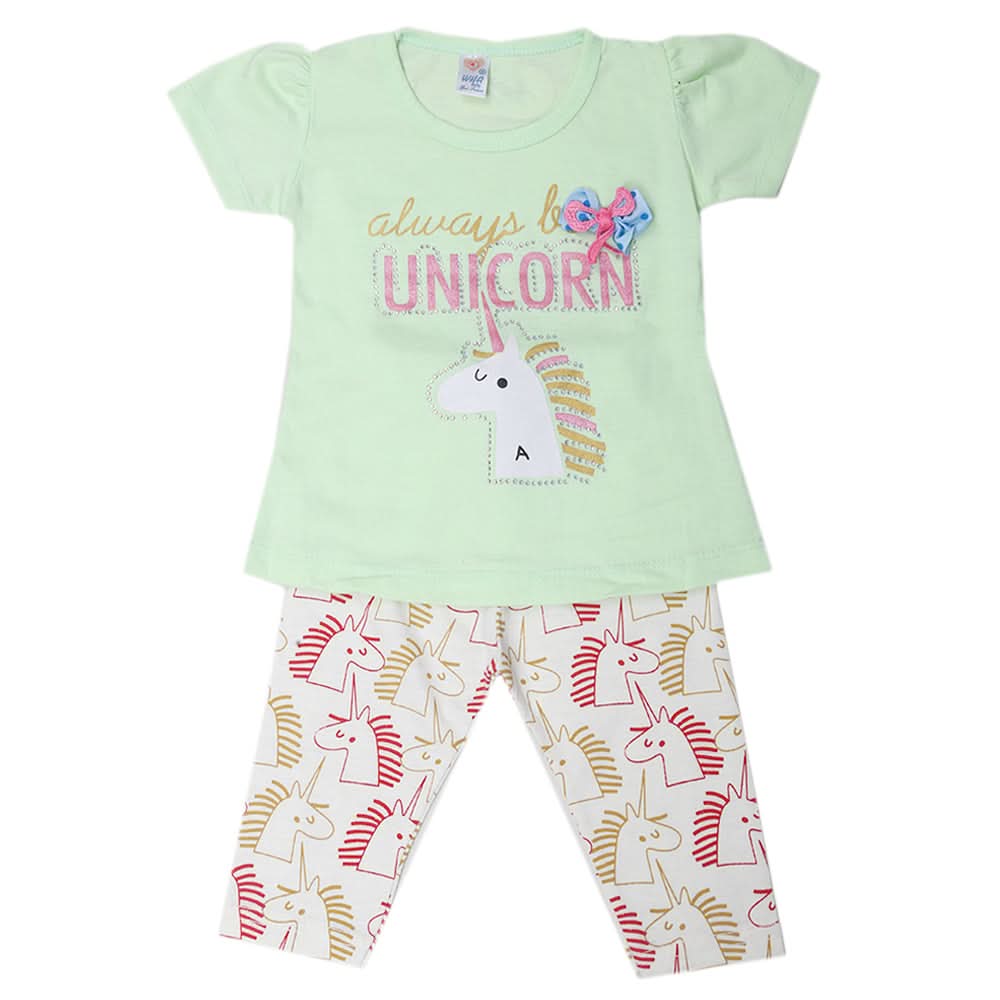 Girls Half Sleeves Suit - Green, Kids, Girls Sets And Suits, Chase Value, Chase Value