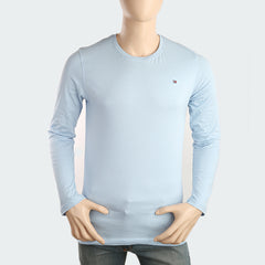 Men's Round Neck Full Sleeves T-Shirt - Sky Blue, Men, T-Shirts And Polos, Chase Value, Chase Value