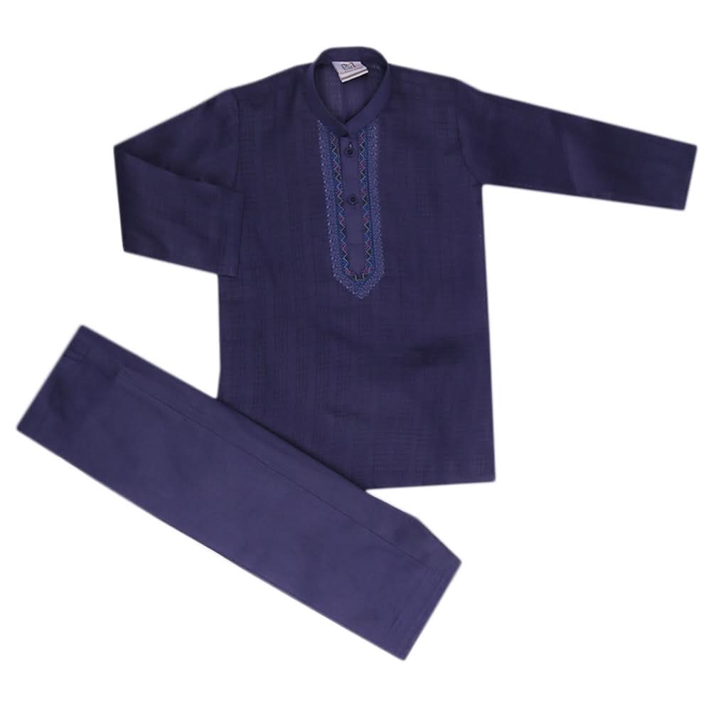 Boys Embroidered Shalwar Suit - Blue, Kids, Boys Shalwar Kameez, Chase Value, Chase Value