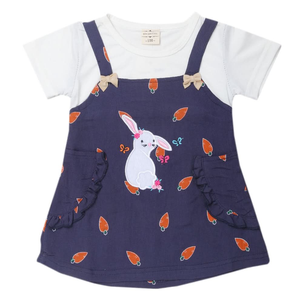 Newborn Girls Half Sleeves Frock - Navy Blue, Kids, Newborn Girls Frocks, Chase Value, Chase Value
