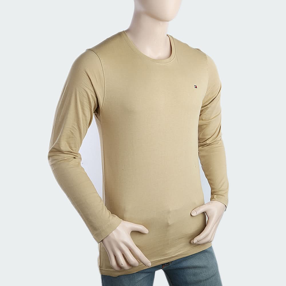 Men's Round Neck Full Sleeves T-Shirt - Camel, Men, T-Shirts And Polos, Chase Value, Chase Value