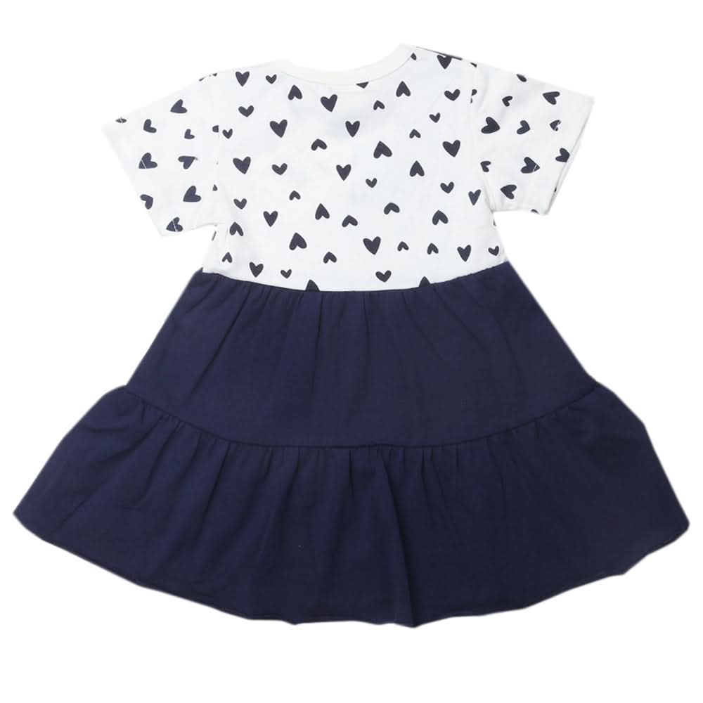 Newborn Girls Half Sleeves Frock - Navy Blue, Kids, Newborn Girls Frocks, Chase Value, Chase Value