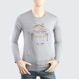 Men's Round Neck Full Sleeves Printed T-Shirt - Grey, Men, T-Shirts And Polos, Chase Value, Chase Value
