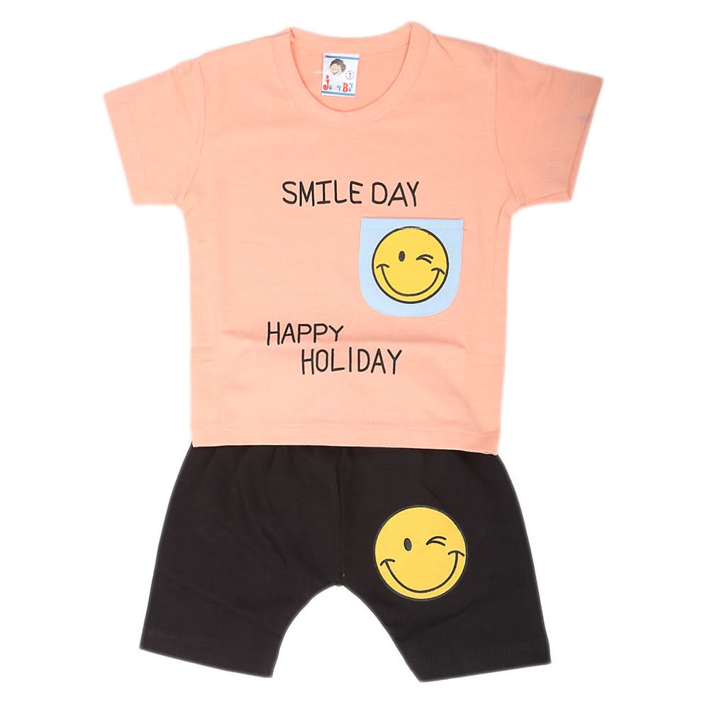 Newborn Boys Half Sleeves Suit - Peach, Kids, NB Boys Sets And Suits, Chase Value, Chase Value