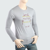 Men's Round Neck Full Sleeves Printed T-Shirt - Grey, Men, T-Shirts And Polos, Chase Value, Chase Value