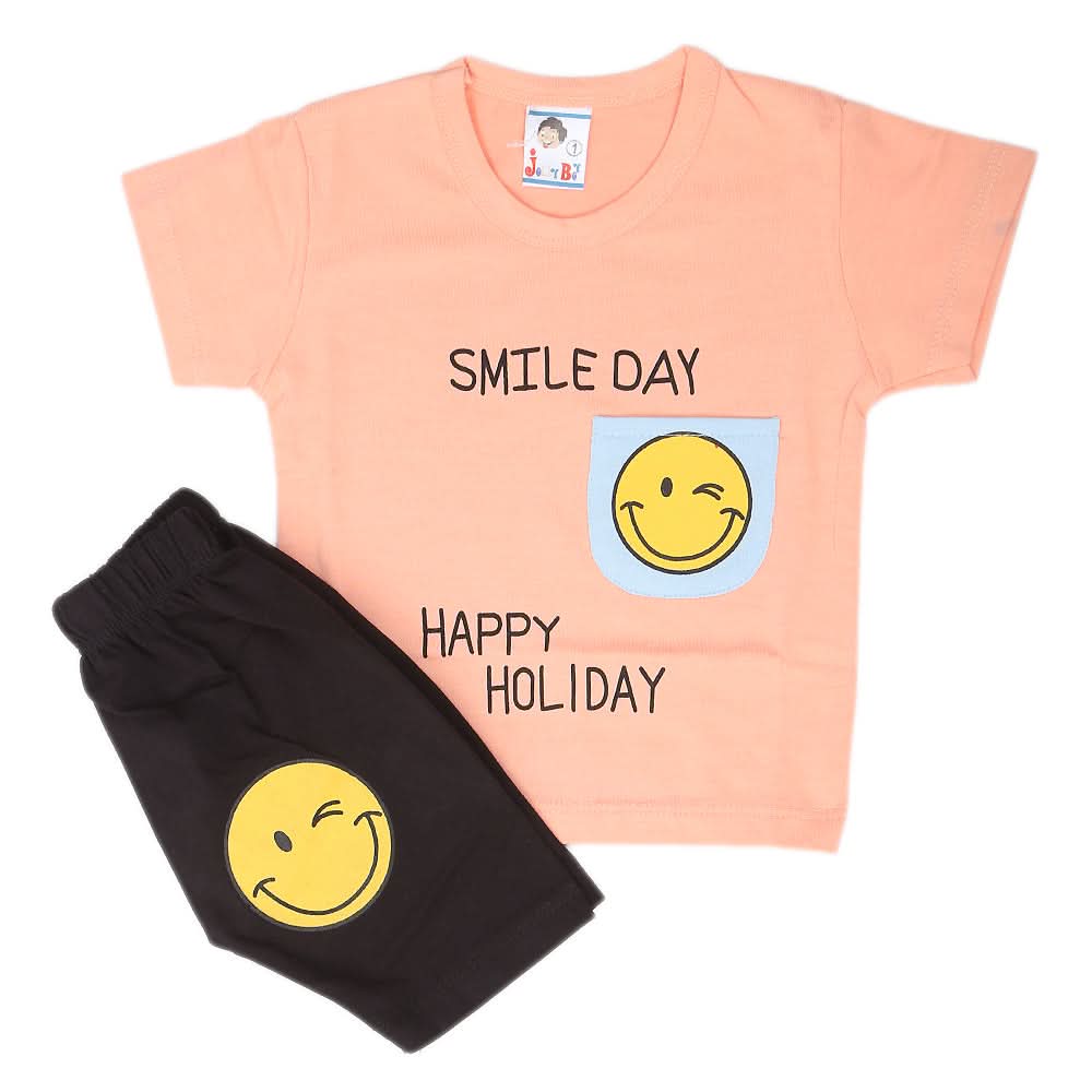 Newborn Boys Half Sleeves Suit - Peach, Kids, NB Boys Sets And Suits, Chase Value, Chase Value