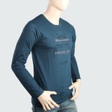 Men's Round Neck Full Sleeves Printed T-Shirt - Sea Green, Men, T-Shirts And Polos, Chase Value, Chase Value