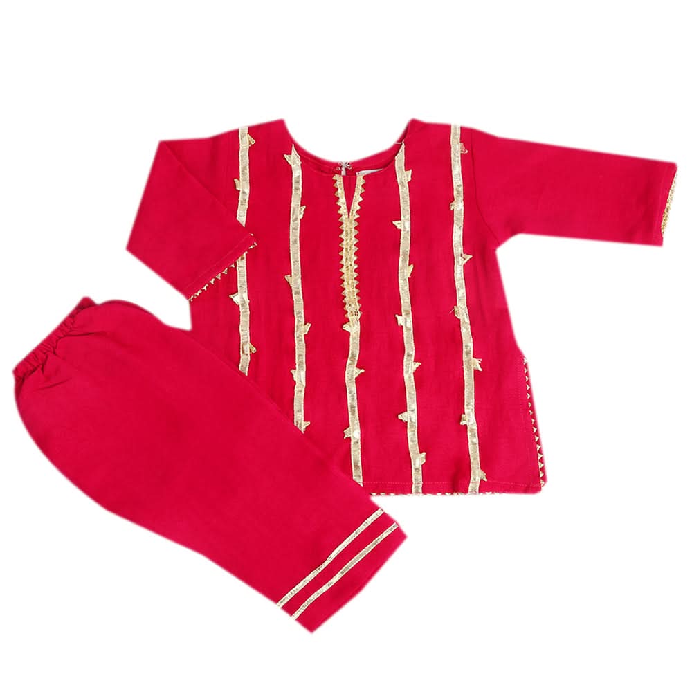 Newborn Girls Shalwar Suit - Dark Pink, Kids, Newborn Girls Sets And Suits, Chase Value, Chase Value