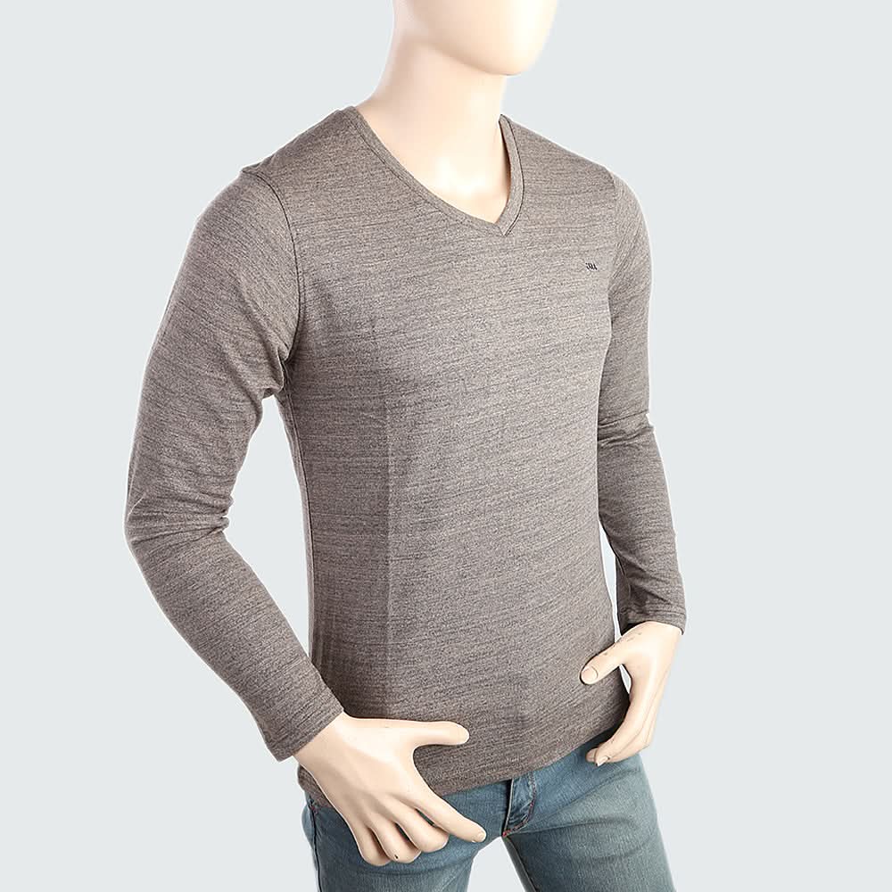 Men's V Neck Full Sleeves T-Shirt - Brown, Men, T-Shirts And Polos, Chase Value, Chase Value