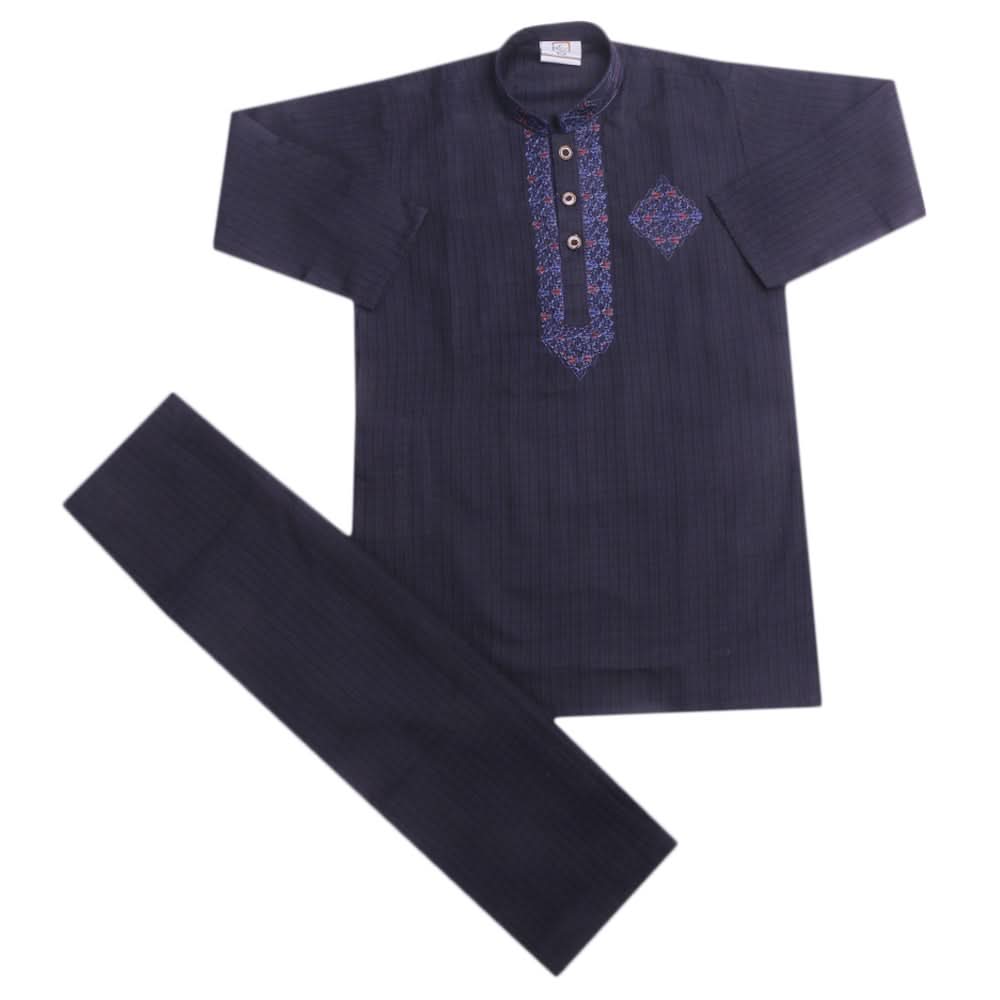 Boys Embroidered Shalwar Suit - Navy Blue, Kids, Boys Shalwar Kameez, Chase Value, Chase Value