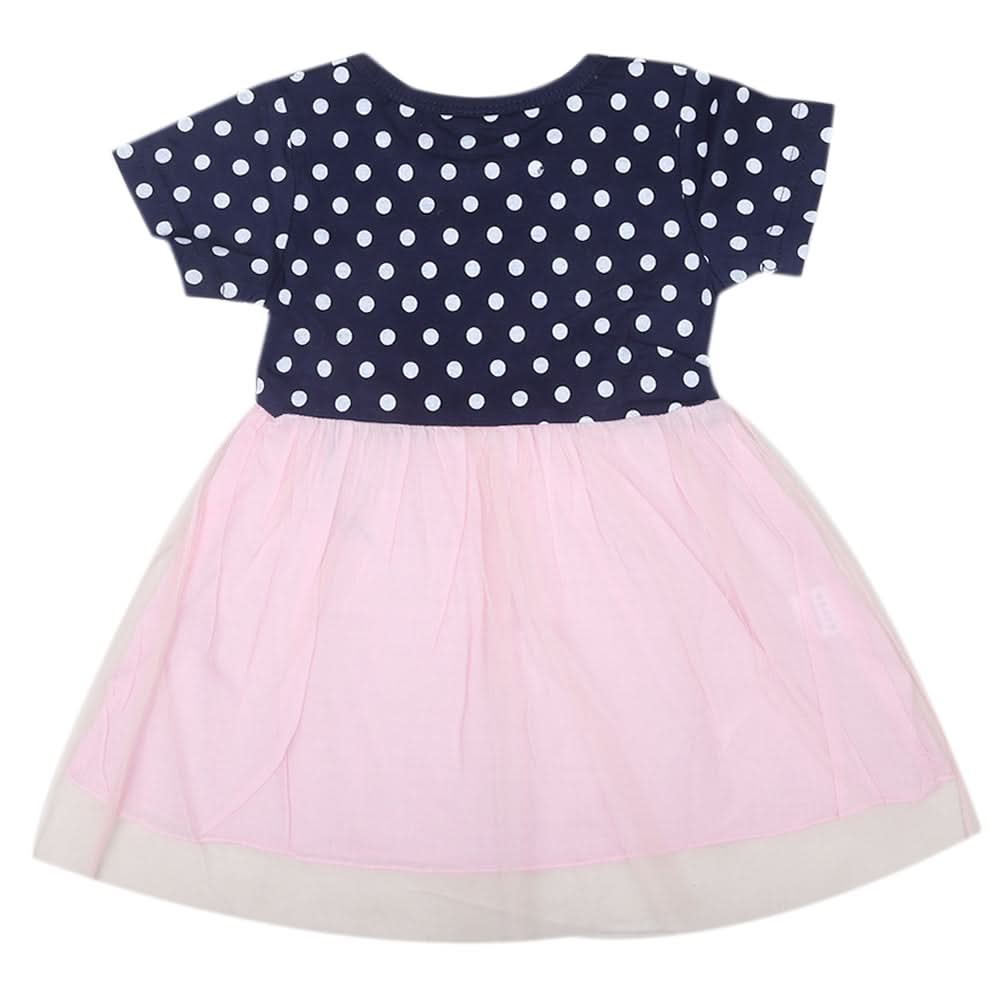 Newborn Girls Half Sleeves Frock - Navy Blue, Kids, Newborn Girls Frocks, Chase Value, Chase Value