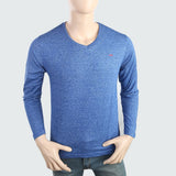 Men's V Neck Full Sleeves T-Shirt - Blue, Men, T-Shirts And Polos, Chase Value, Chase Value