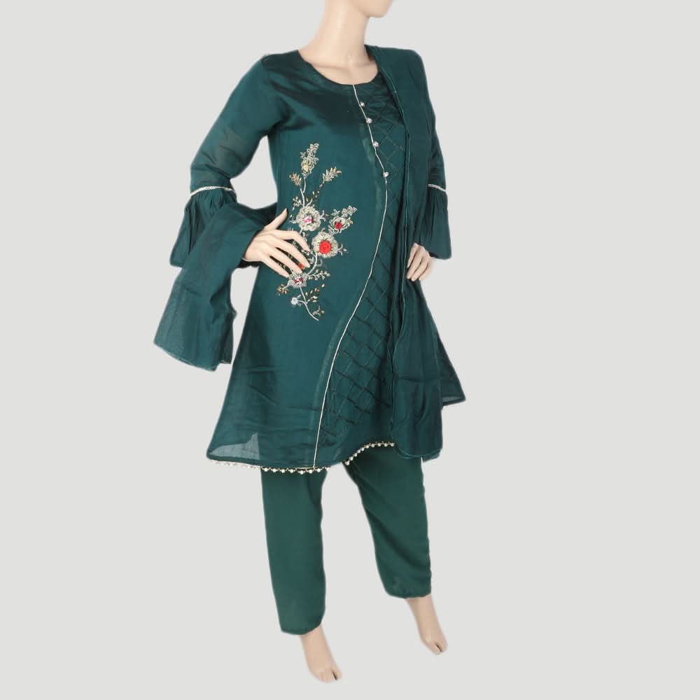 Women's Fancy 03 Pcs Suit - Green, Women, Shalwar Suits, Chase Value, Chase Value