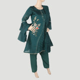 Women's Fancy 03 Pcs Suit - Green, Women, Shalwar Suits, Chase Value, Chase Value