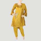 Women's Fancy 03 Pcs Suit - Mustard, Women, Shalwar Suits, Chase Value, Chase Value