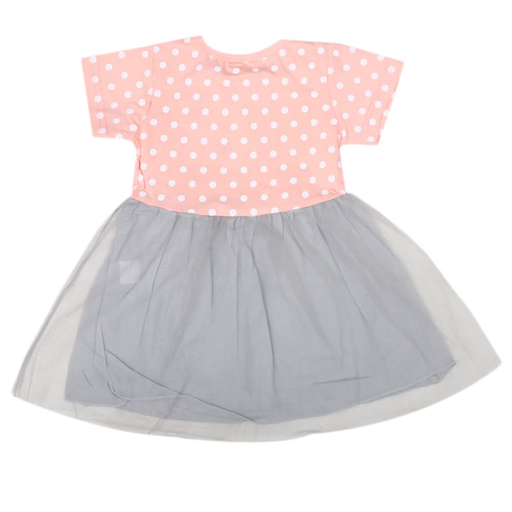 Newborn Girls Half Sleeves Frock - Peach, Kids, Newborn Girls Frocks, Chase Value, Chase Value
