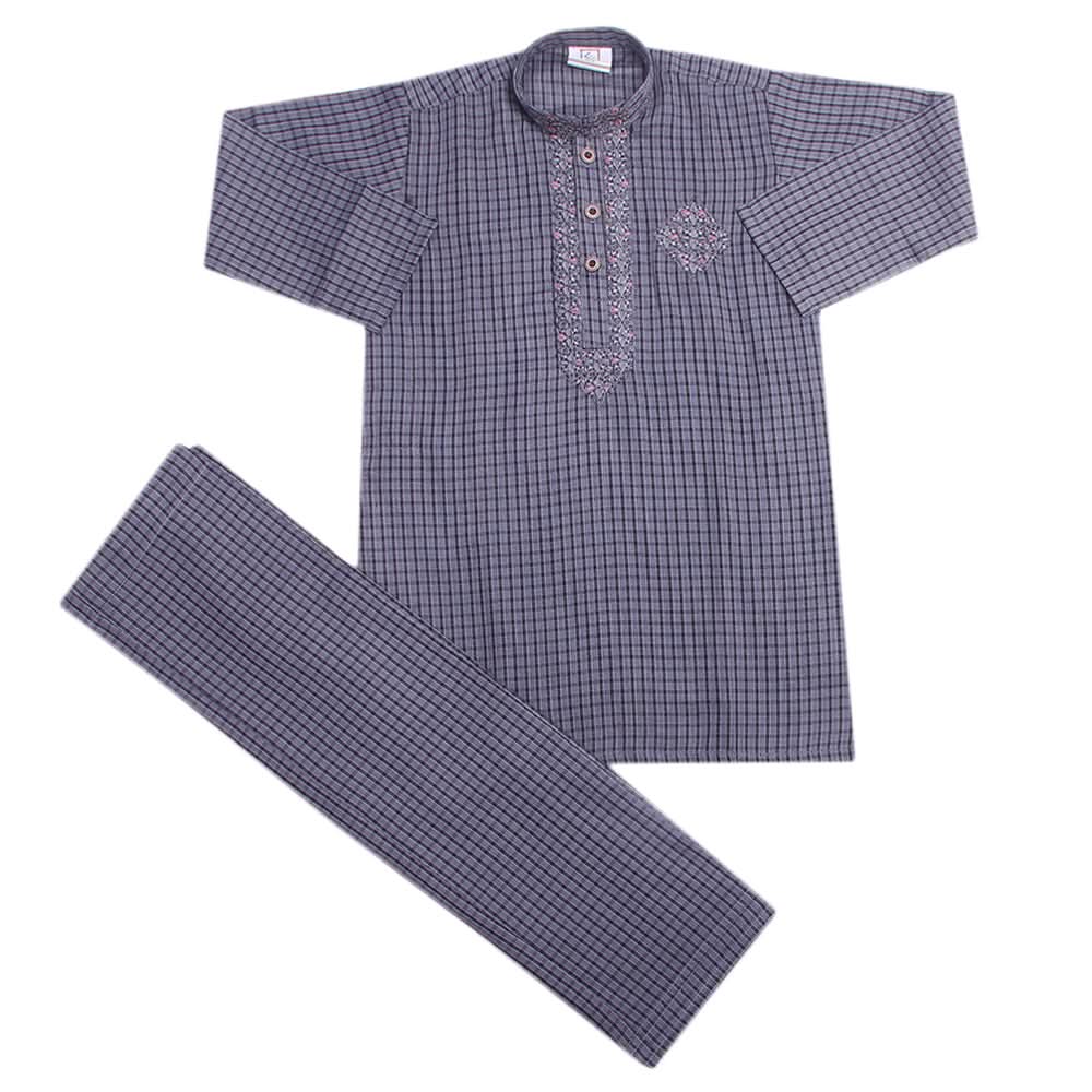 Boys Embroidered Shalwar Suit - Grey, Kids, Boys Shalwar Kameez, Chase Value, Chase Value