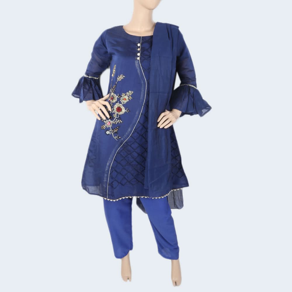 Women's Fancy 03 Pcs Suit - Royal Blue, Women, Shalwar Suits, Chase Value, Chase Value