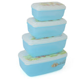 Rabbit Lunch Box 4 Pcs Set - Blue, Home & Lifestyle, Storage Boxes, Chase Value, Chase Value