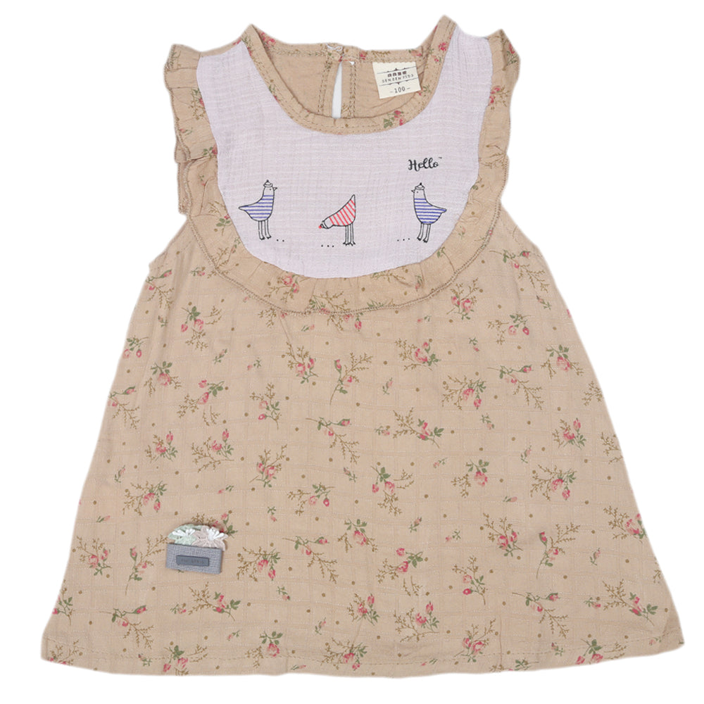 Newborn Girls Half Sleeves Frock - Brown, Kids, Newborn Girls Frocks, Chase Value, Chase Value