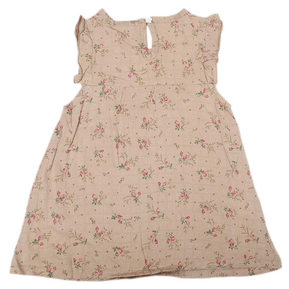 Newborn Girls Half Sleeves Frock - Brown, Kids, Newborn Girls Frocks, Chase Value, Chase Value