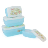 Rabbit Lunch Box 4 Pcs Set - Blue, Home & Lifestyle, Storage Boxes, Chase Value, Chase Value
