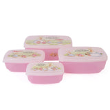 Rabbit Lunch Box 4 Pcs Set - Pink, Home & Lifestyle, Storage Boxes, Chase Value, Chase Value