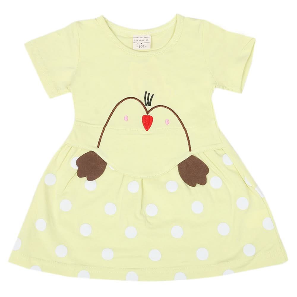 Newborn Girls Half Sleeves Frock - Lemon, Kids, Newborn Girls Frocks, Chase Value, Chase Value