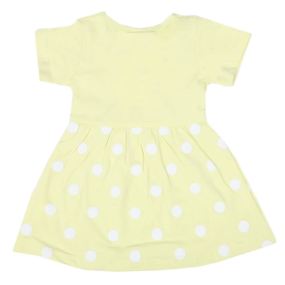 Newborn Girls Half Sleeves Frock - Lemon, Kids, Newborn Girls Frocks, Chase Value, Chase Value